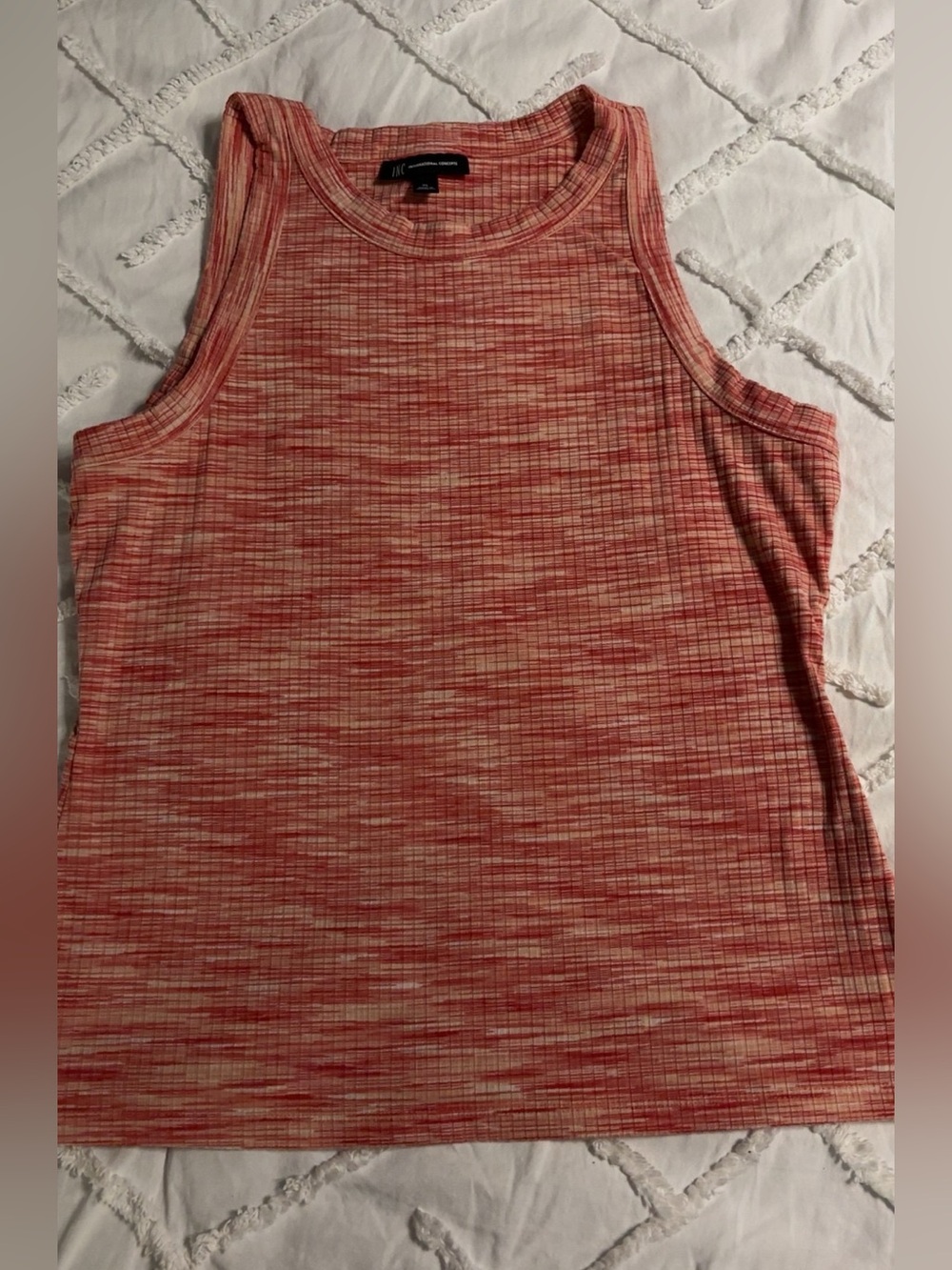 INC International Concepts Red Space-Dye Ribbed Tank
